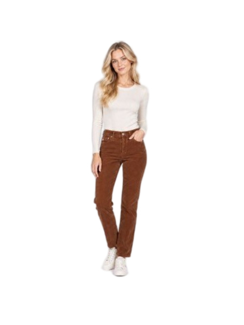 AG Adriano Goldschmied Mari Corduroy Jeans High Rise Slim Straight Cords Sz 25